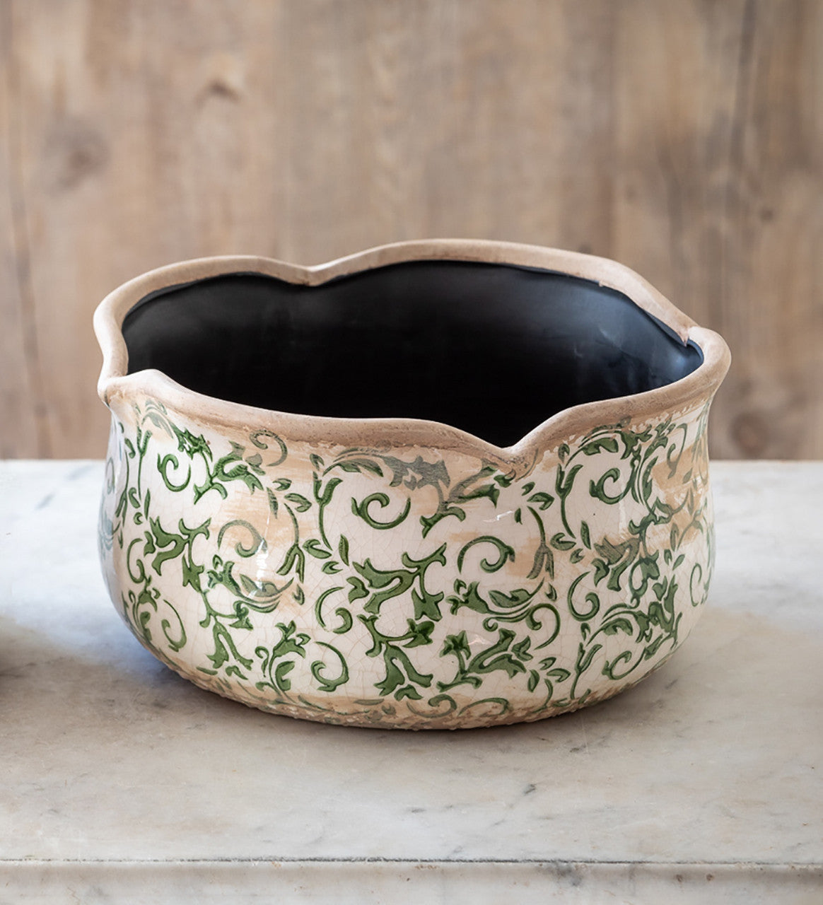 Paperwhites in Wavy Edged Green Ceramic Bowl