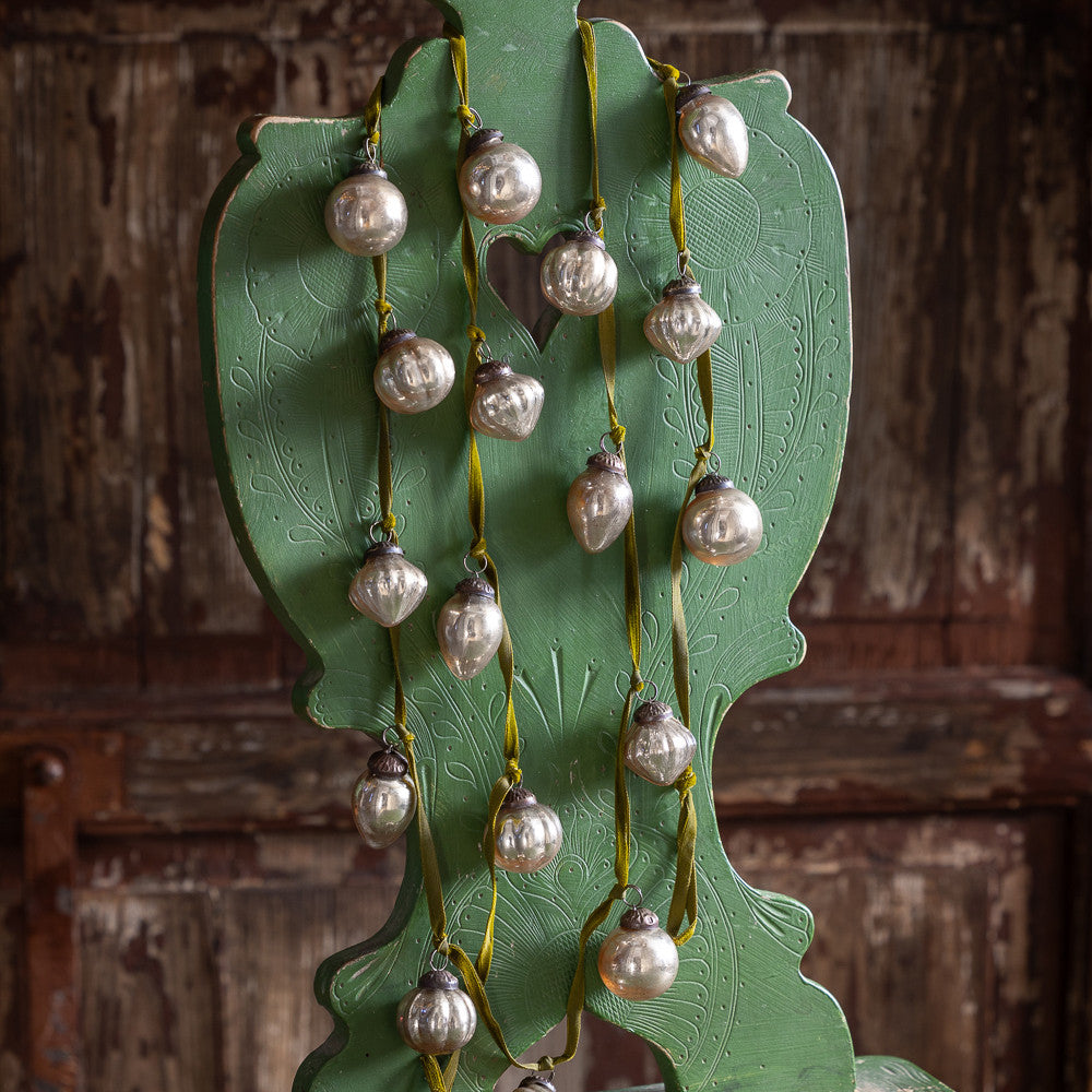 Silver Bauble Garland on Velvet String