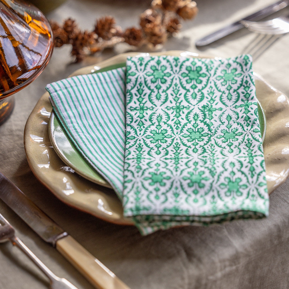 Emerald Blockprint Napkins