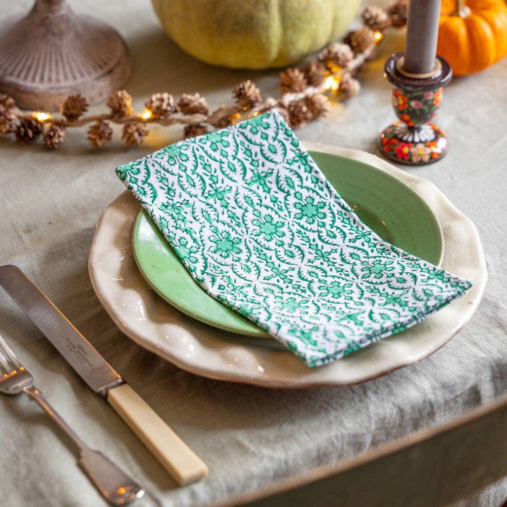 Emerald Blockprint Napkins
