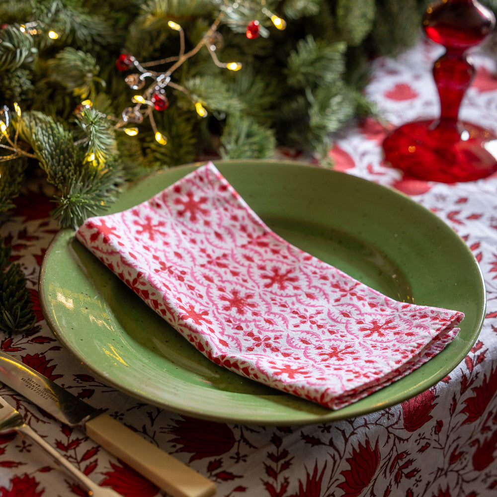 Scarlet Blockprint Napkins