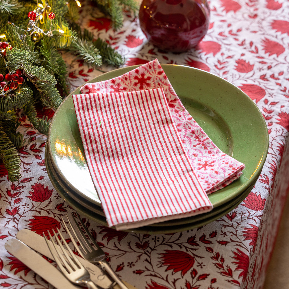 Scarlet Blockprint Napkins
