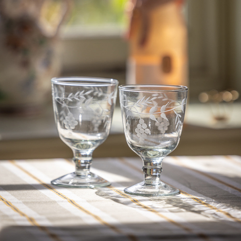 Rambling Vine Etched Wine Glasses