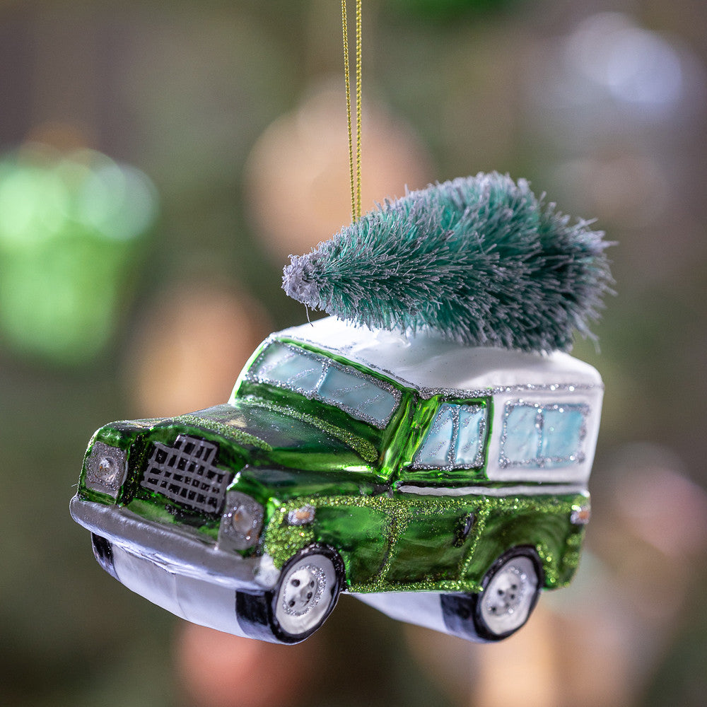 Large Land Rover Glass Bauble
