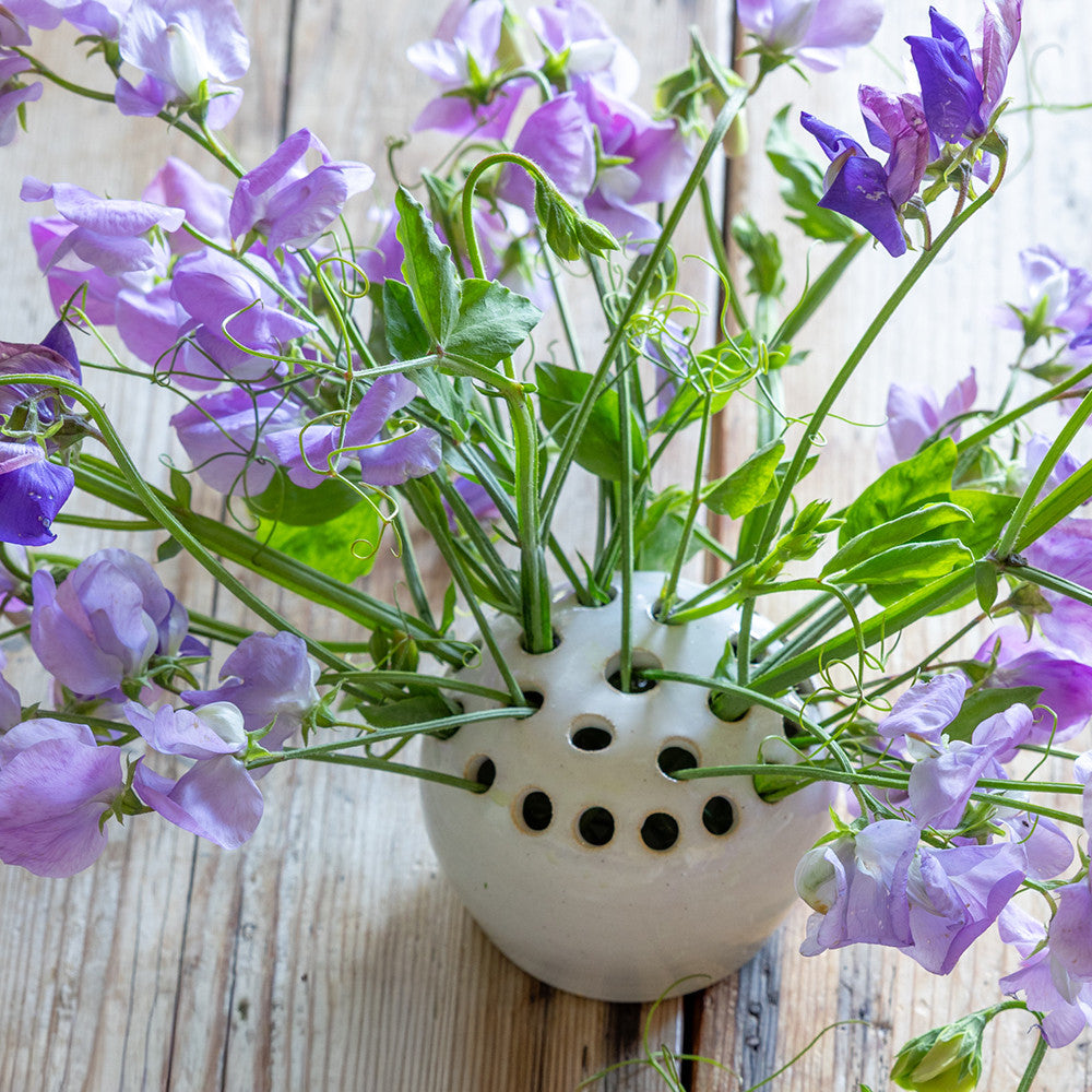 Sarah Raven Blue Green Bowl with Flower Frog