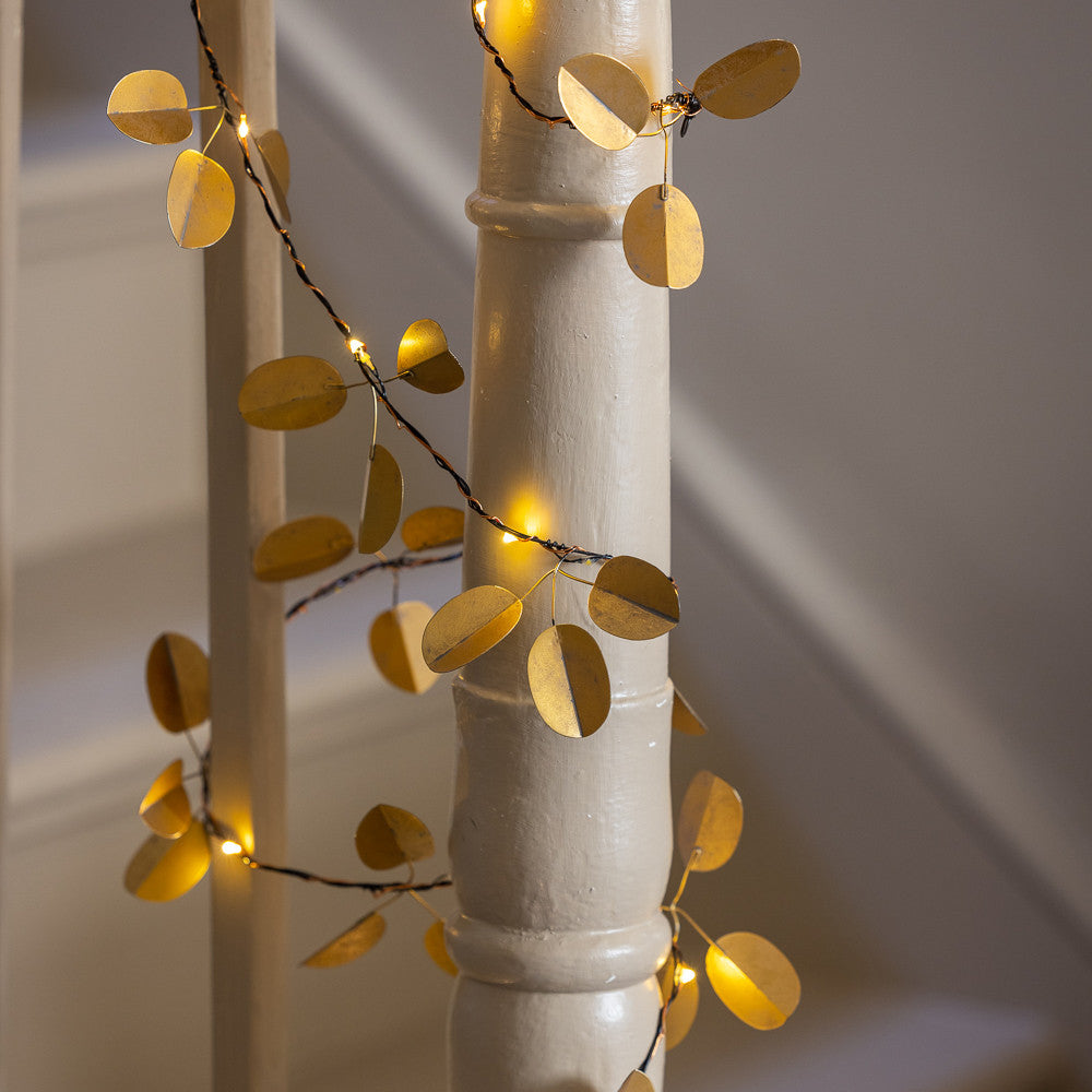 Gold Eucalyptus Lit Garland