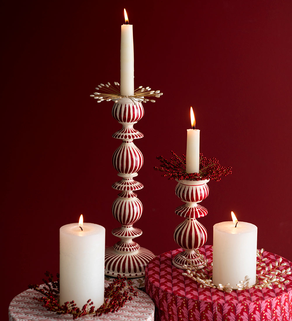 Christmas Sweet Shop Stripe Candleholder