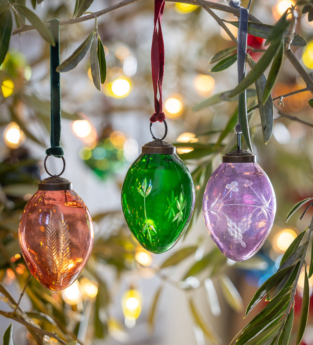 Etched Glass Tree Decorations