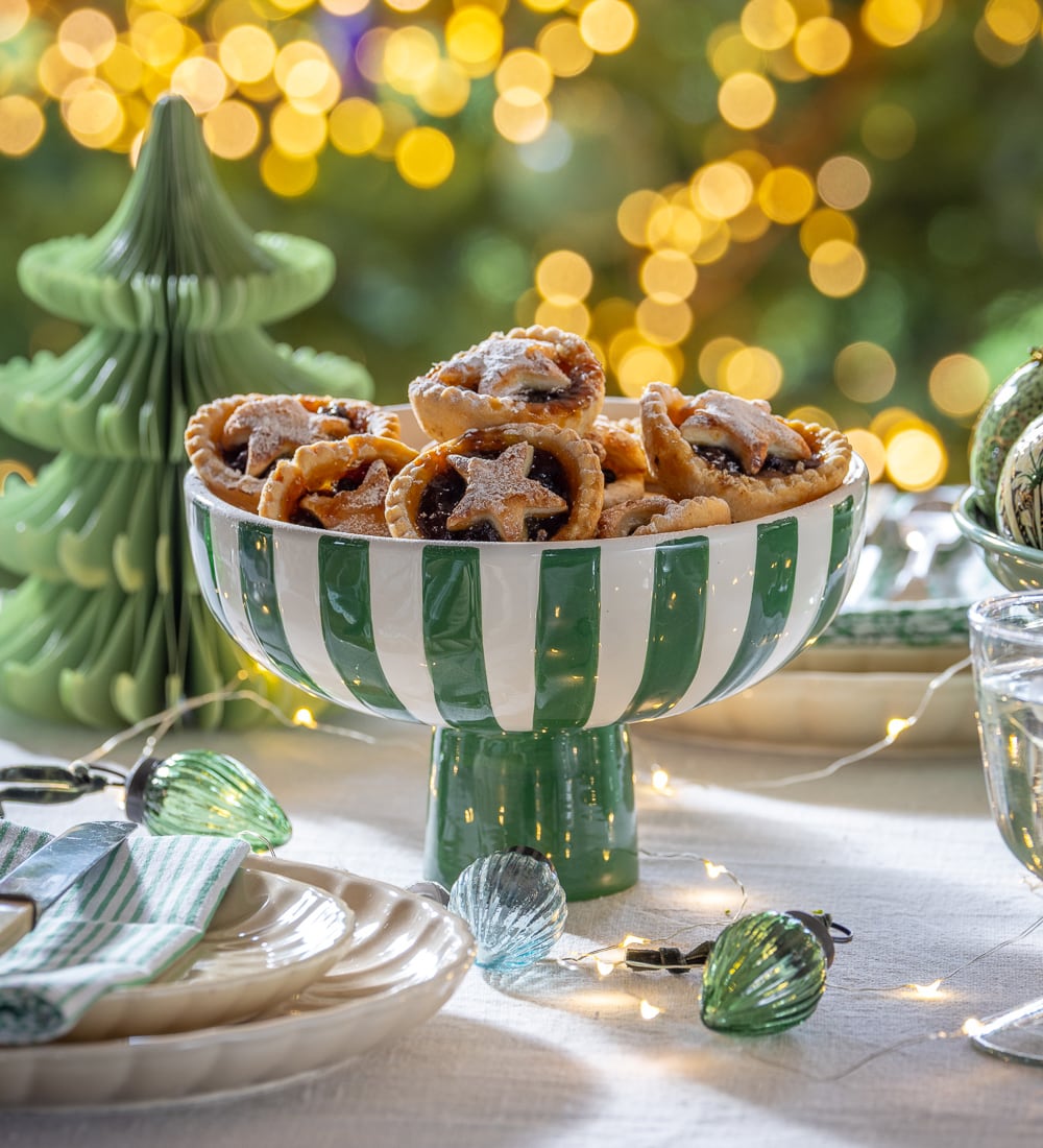 Green And White Stripe Bowl