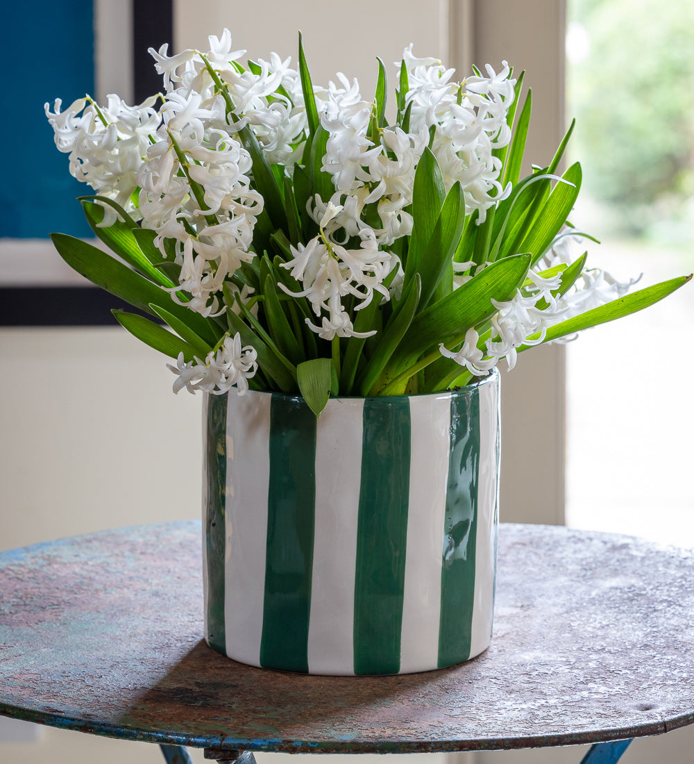 Green And White Stripe Timeless Pot
