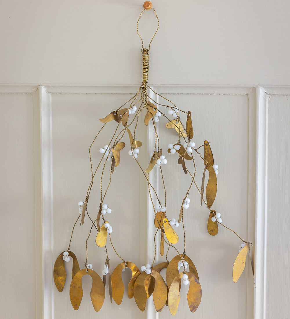 Kiss Me Quick Golden Mistletoe Decoration