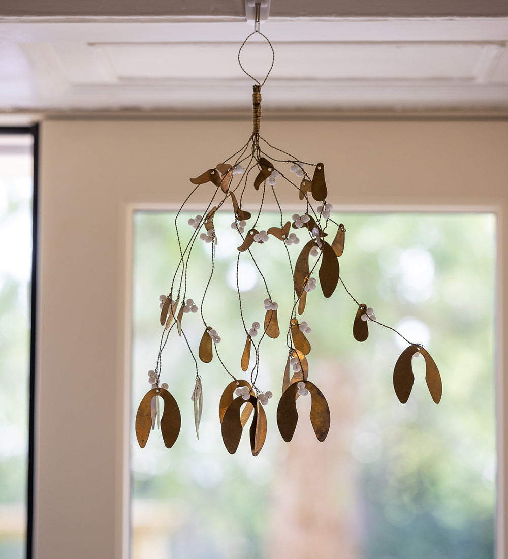 Kiss Me Quick Golden Mistletoe Decoration