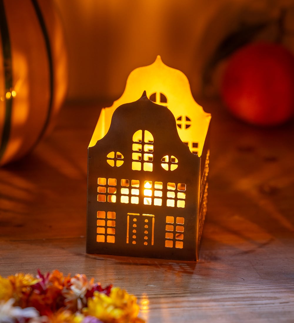 Little House with Lights On Candleholder