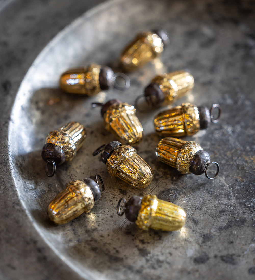 Mini Gold Acorn Tree Decorations
