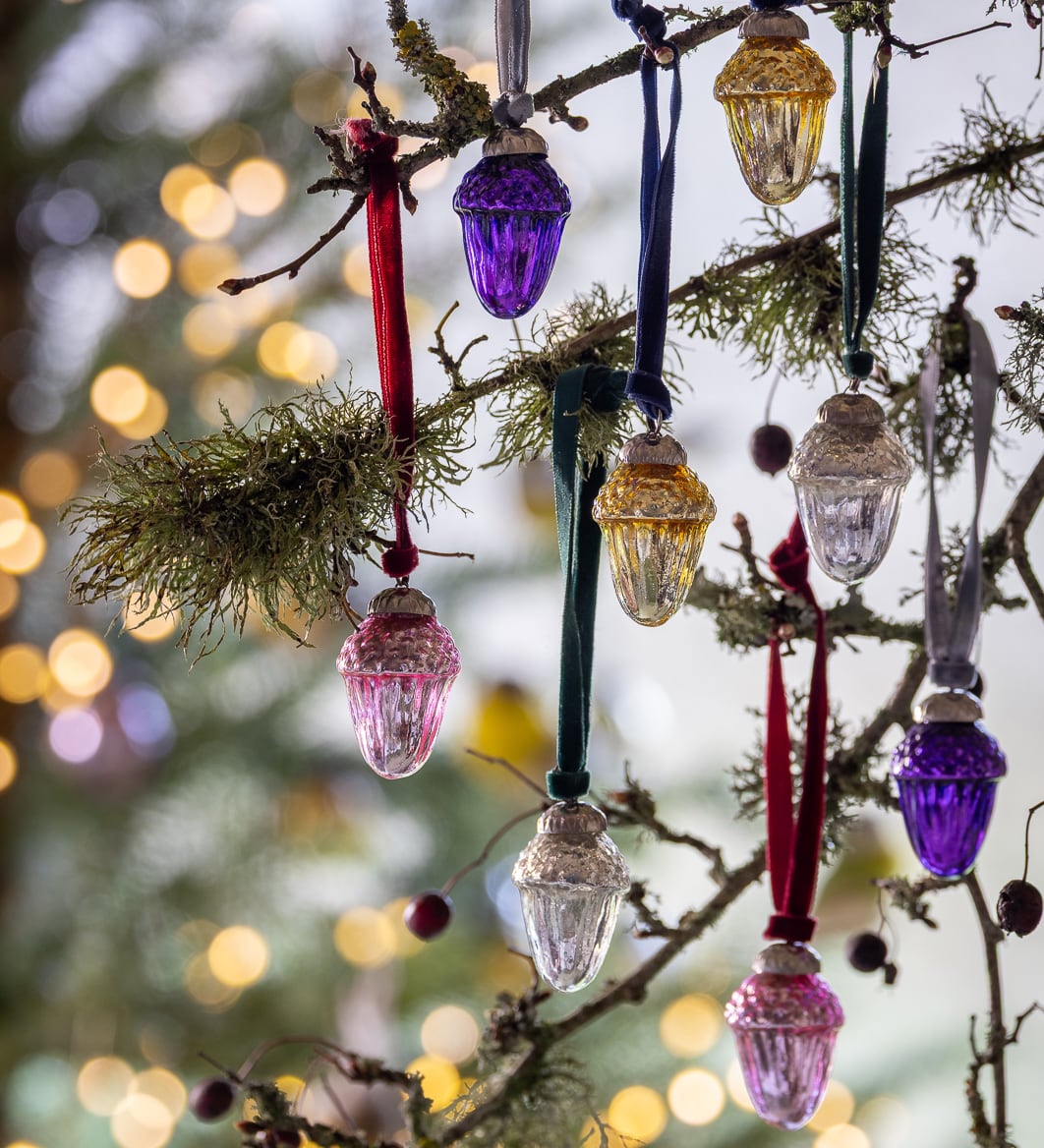 Mini Multicoloured Acorn Tree Decorations