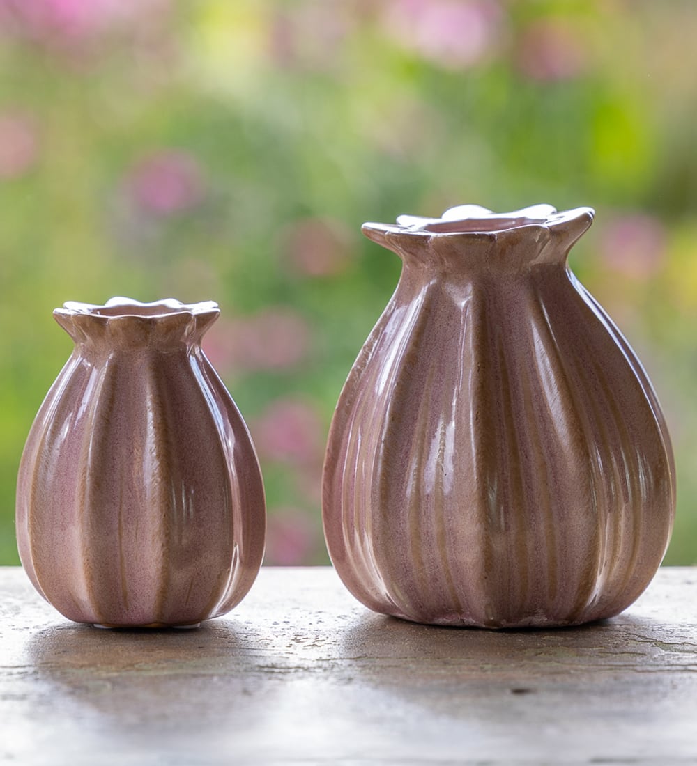 Pale Pink Poppy Seed Head Vase