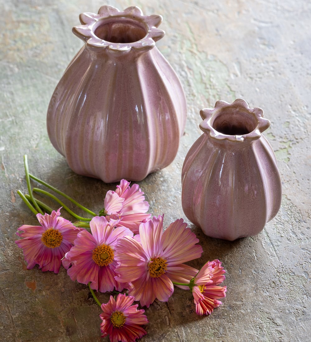Pale Pink Poppy Seed Head Vase