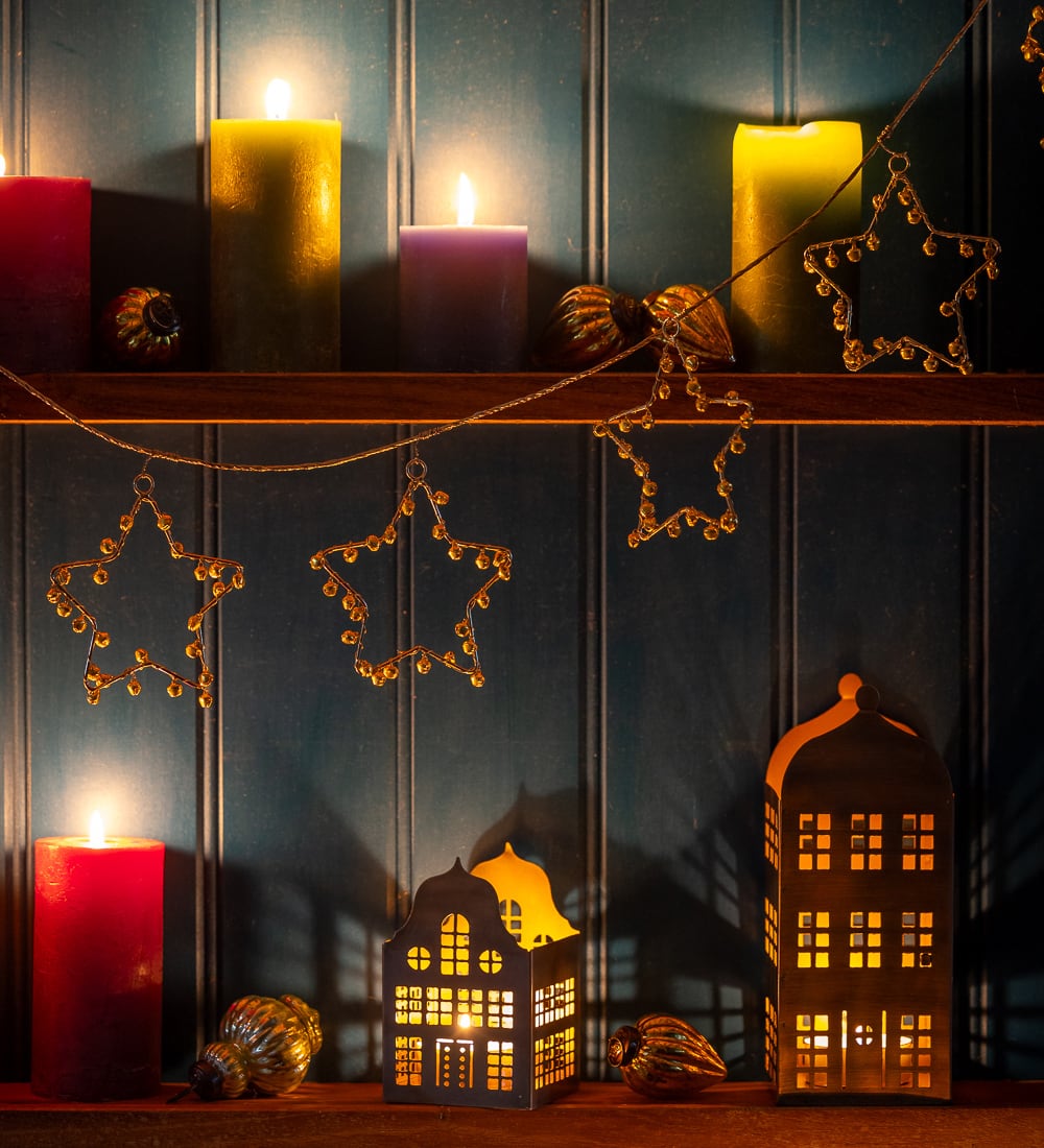 Stars & Bells Golden Christmas Garland