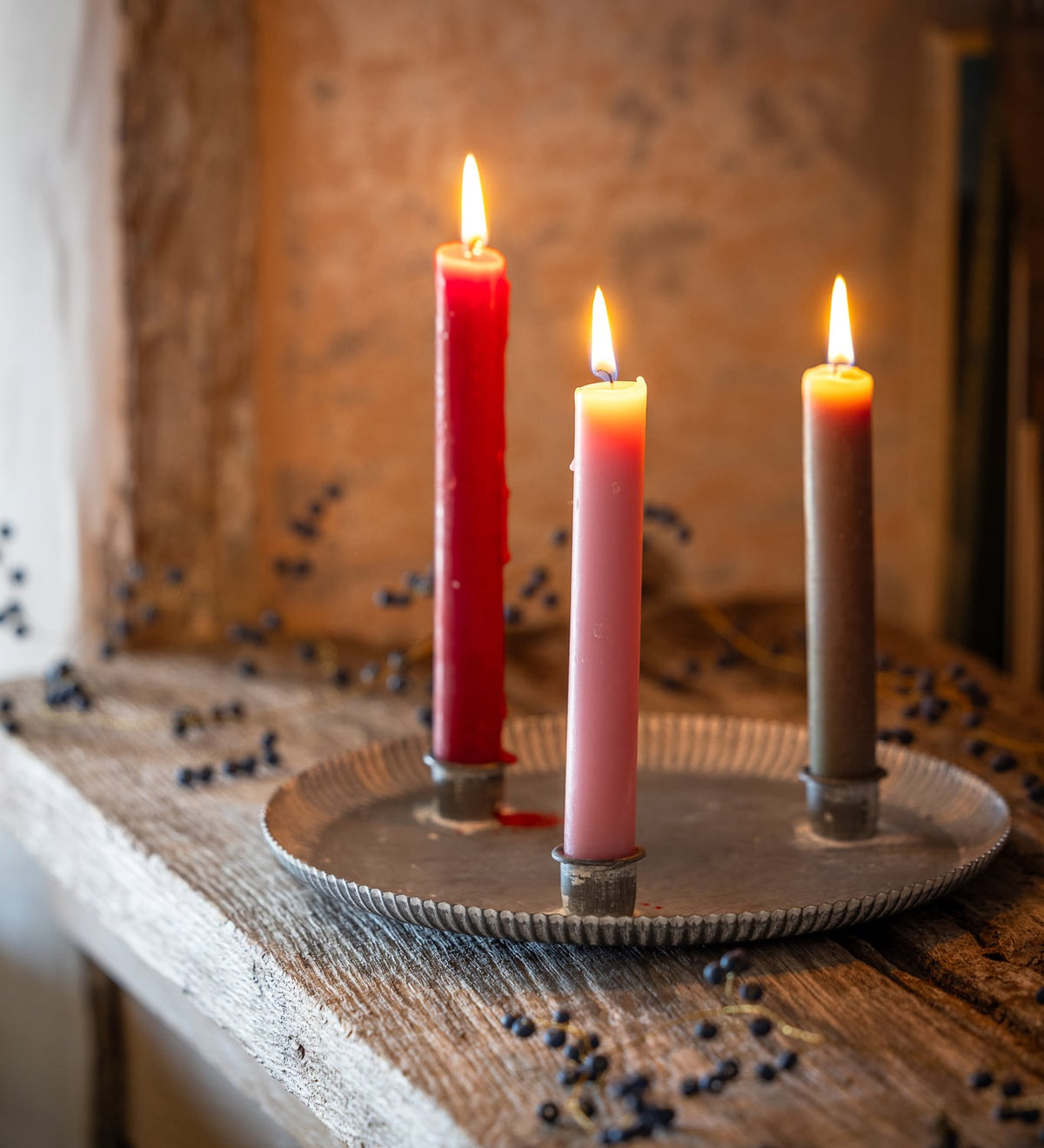 Three in a Row Zinc Candleholder
