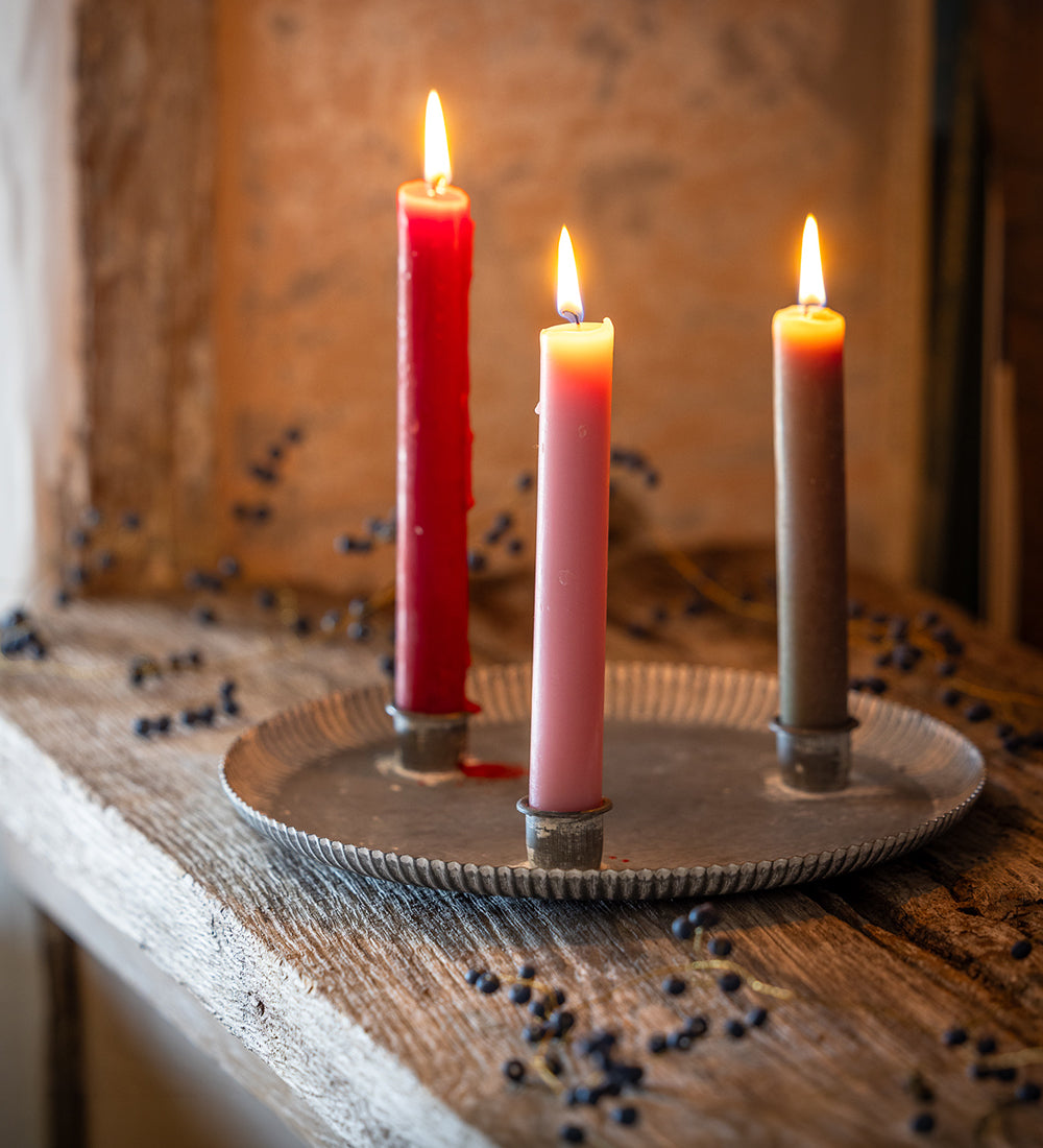Three in a Row Zinc Candleholder