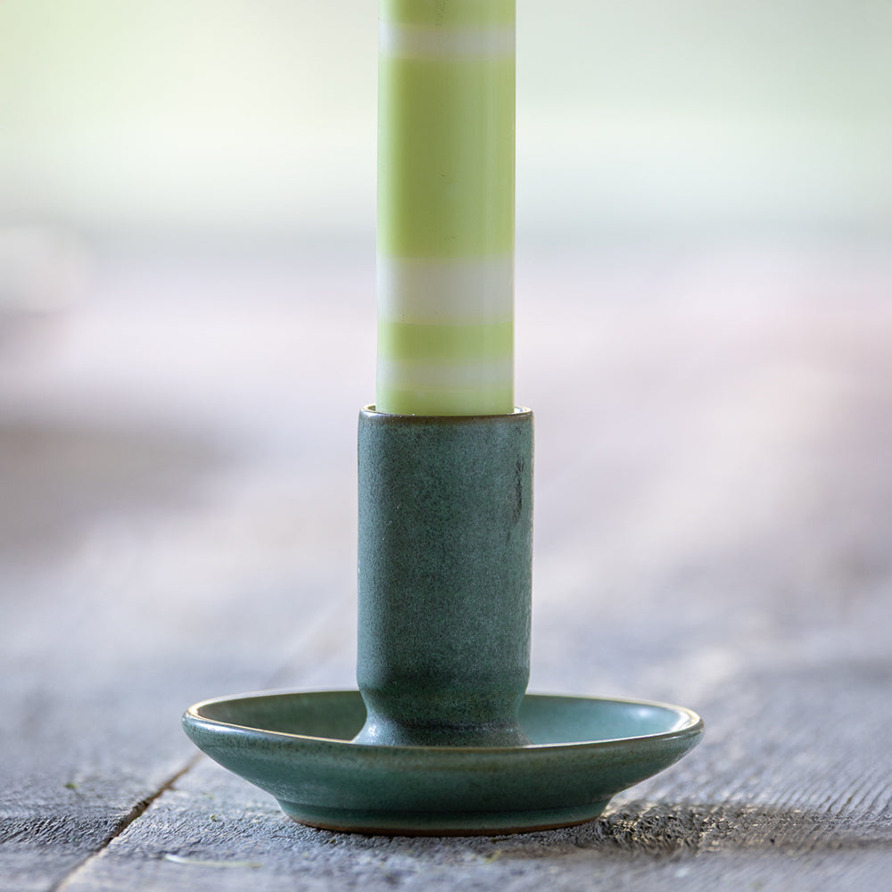Traditional Green Stoneware Candleholder