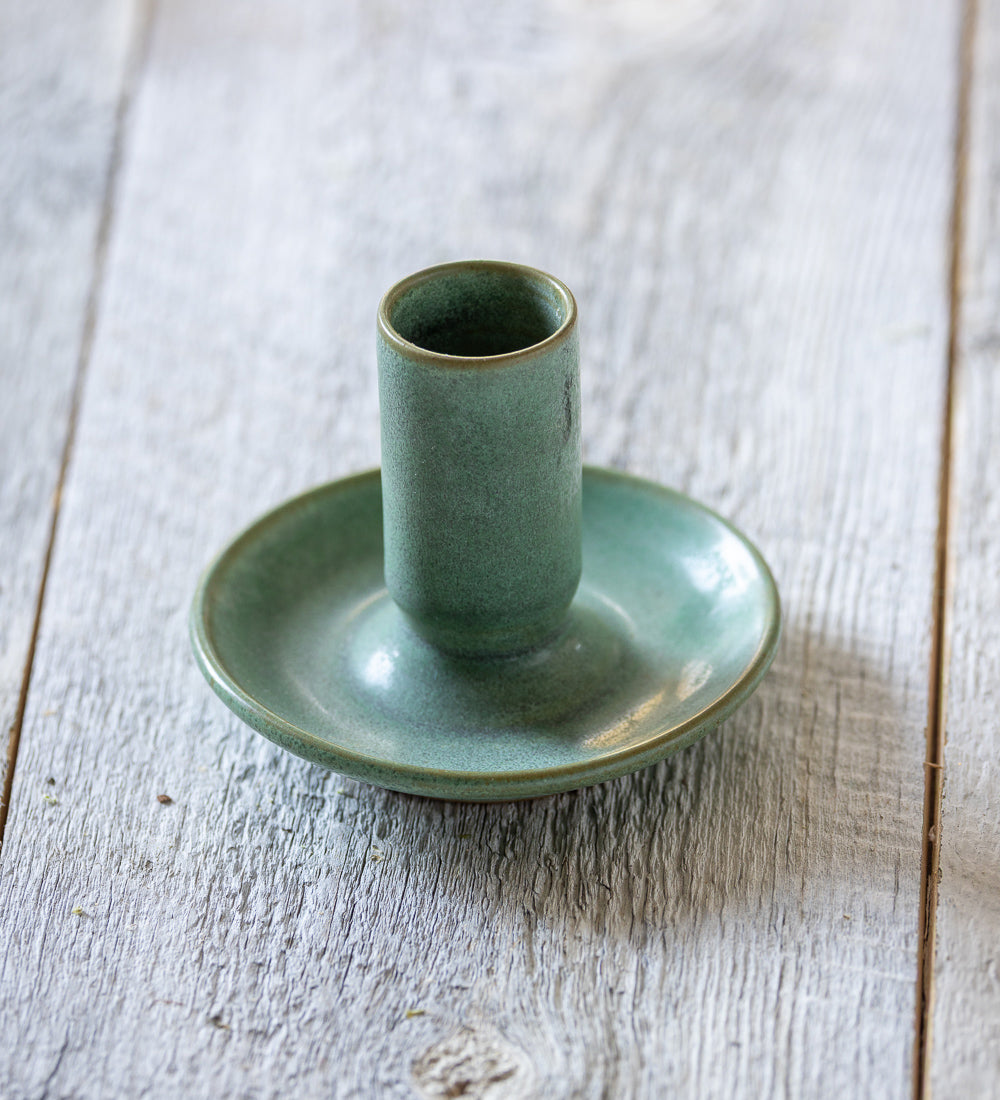 Traditional Green Stoneware Candleholder