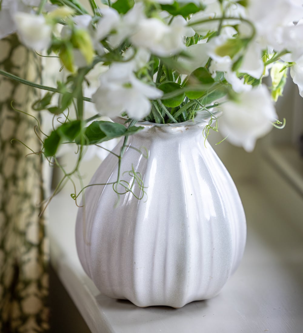 White Poppy Seed Head Vase