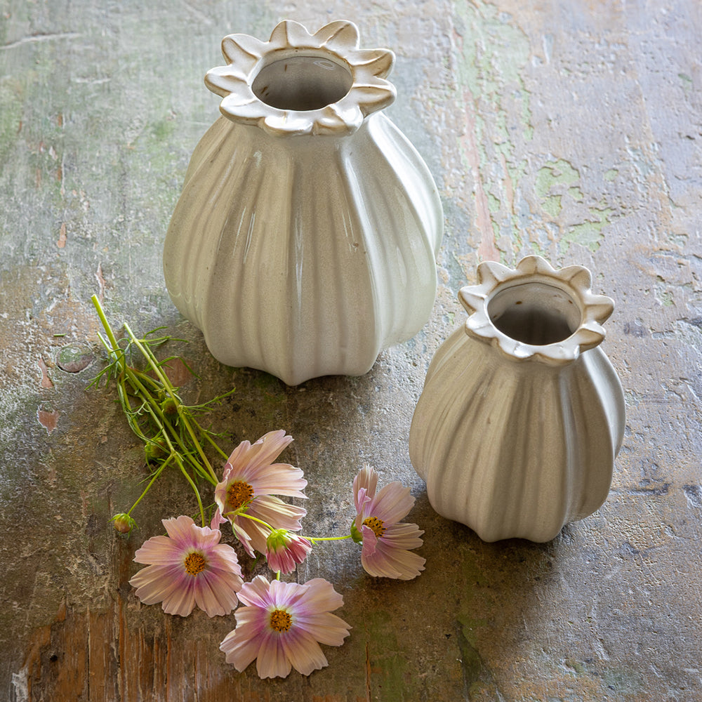 White Poppy Seed Head Vase