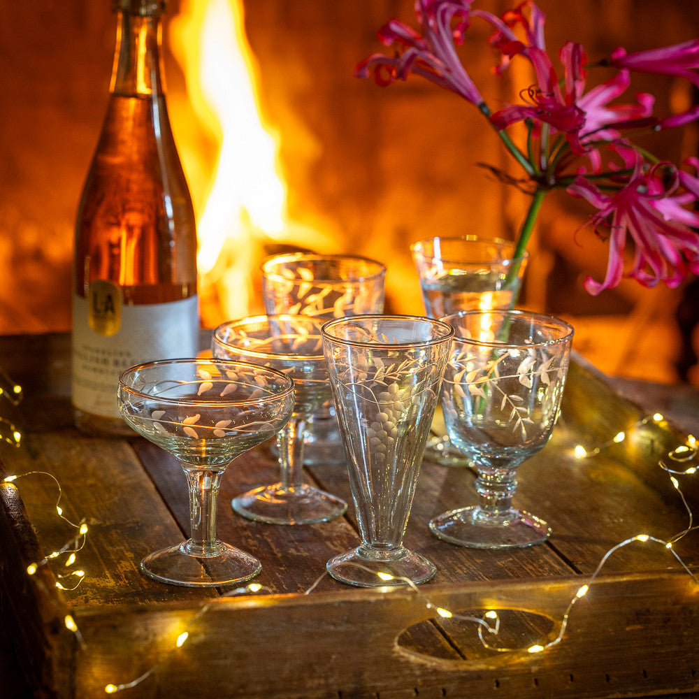 Rambling Vine Etched Wine Glasses
