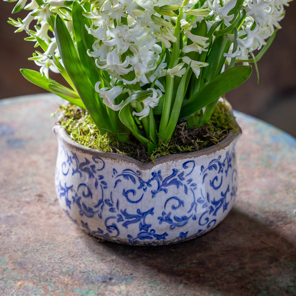 Wavy Edged Blue Ceramic Bowls