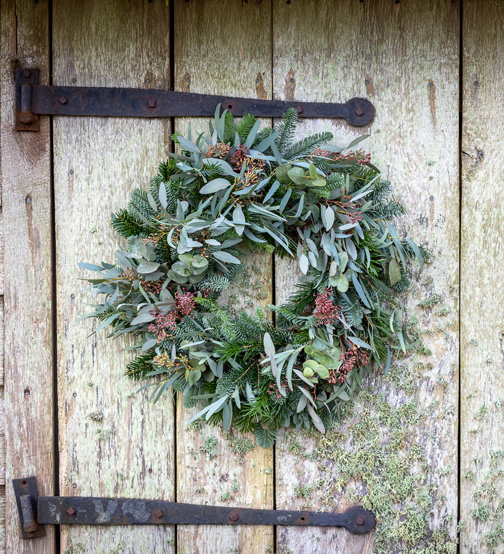 Mixed Eucalyptus and Green Pine Wreath