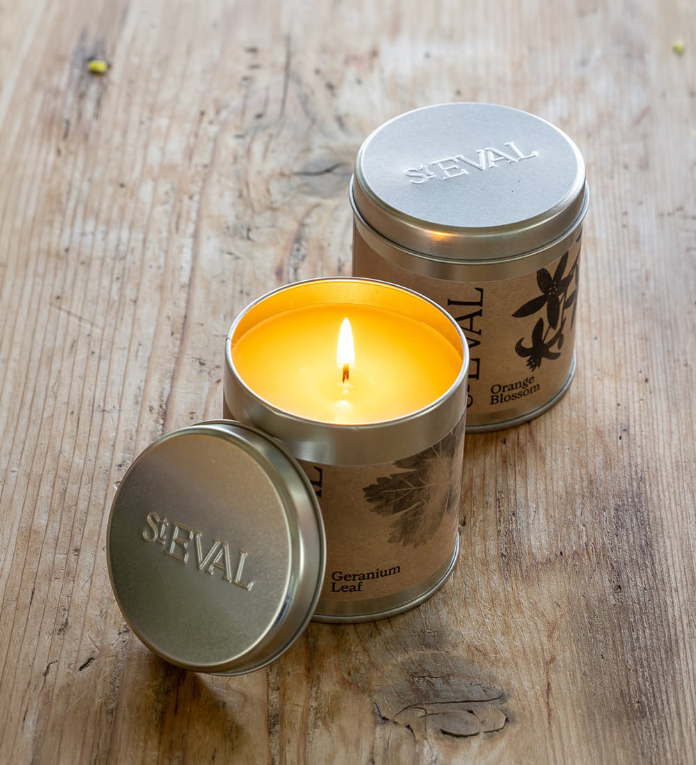 Sunshine & Leaves Scented Tin Candle Pair