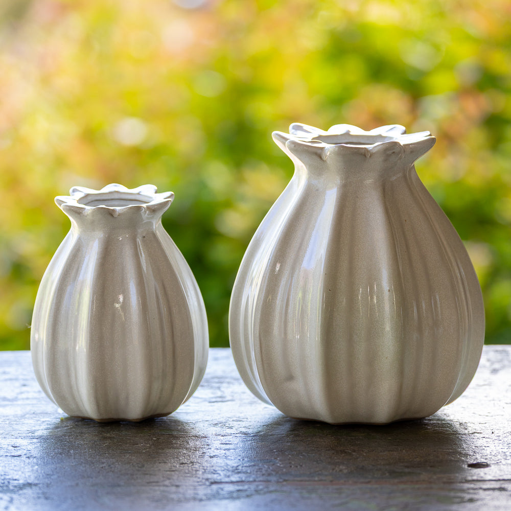 White Poppy Seed Head Vase