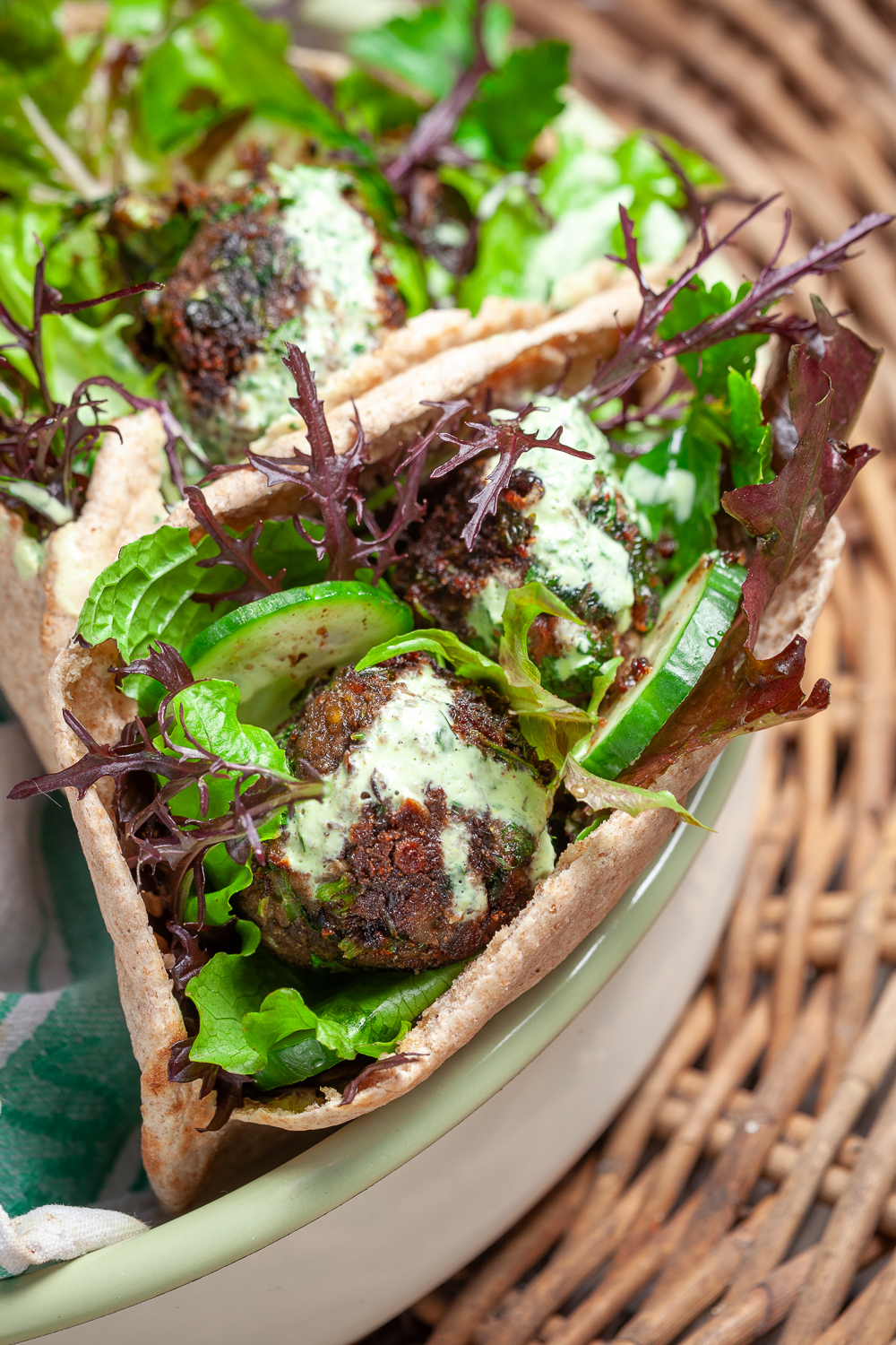 Beetroot falafel with tzatziki