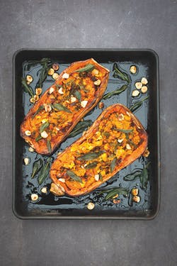 stuffed butternut squash with creamy goat's cheese recipe