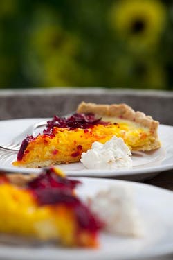 Beetroot tart with horseradish cream