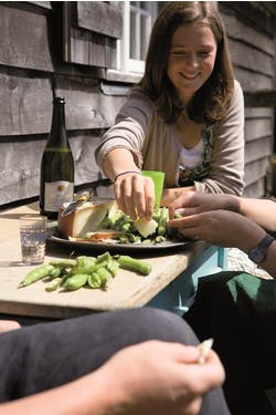 Broad bean and pecorino cheese snack