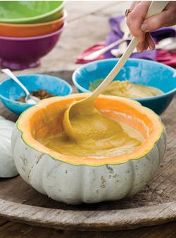 pumpkin and apple soup with chestnuts 