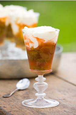 Rhubarb syllabub in a glass