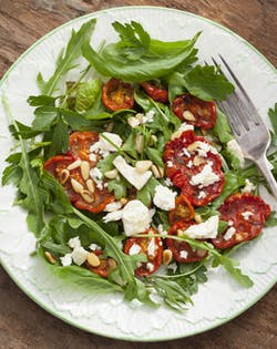slow-cooked tomato with feta and basil salad