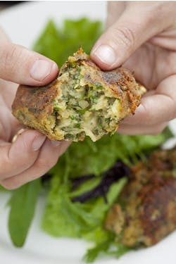 Split pea and mint croquettes