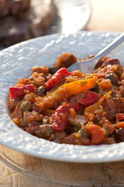 tricolour pepper caponata