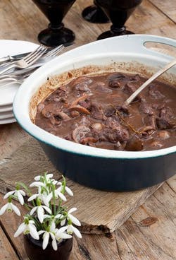 venison casserole with no-suet dumplings