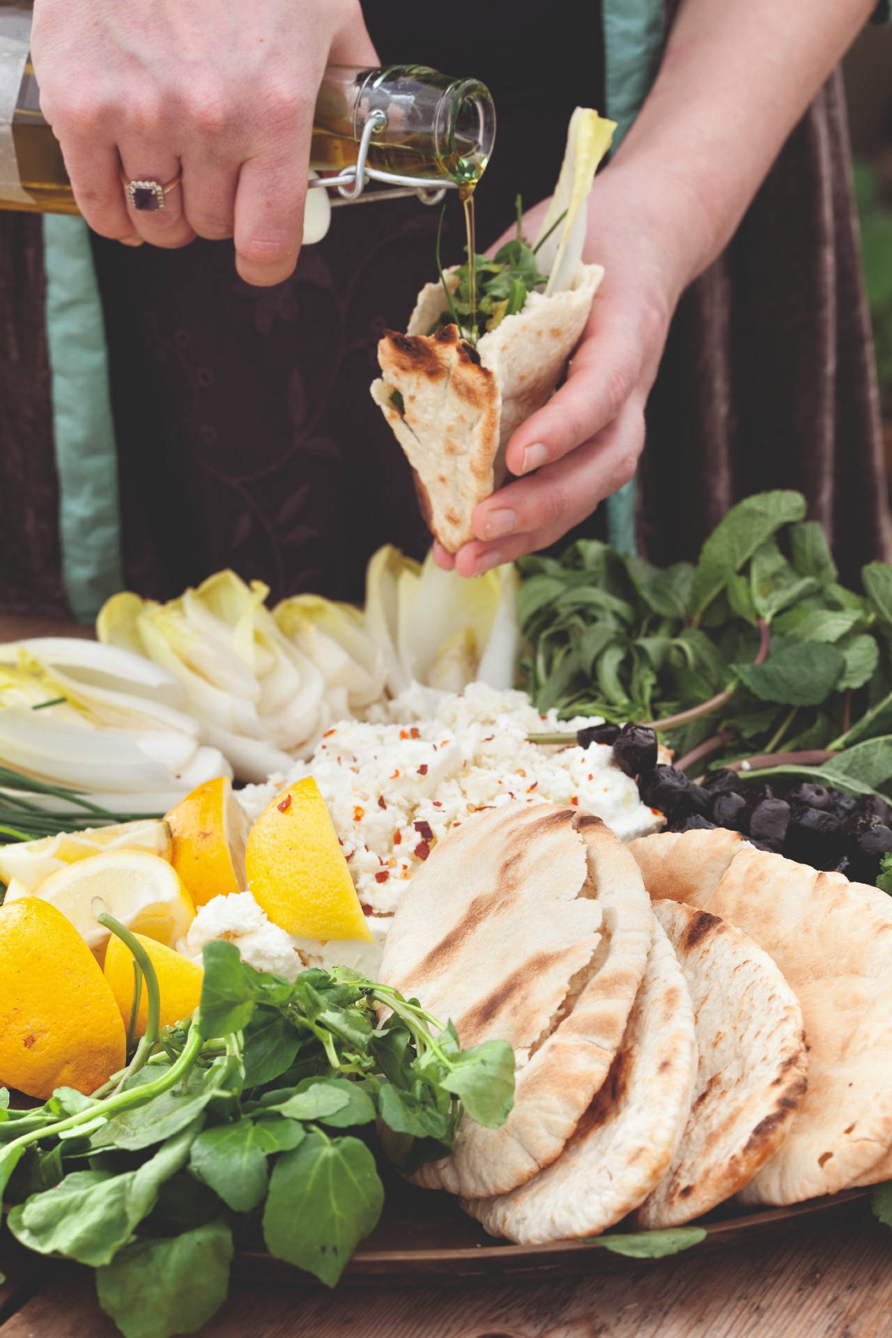 Iranian herb and feta salad