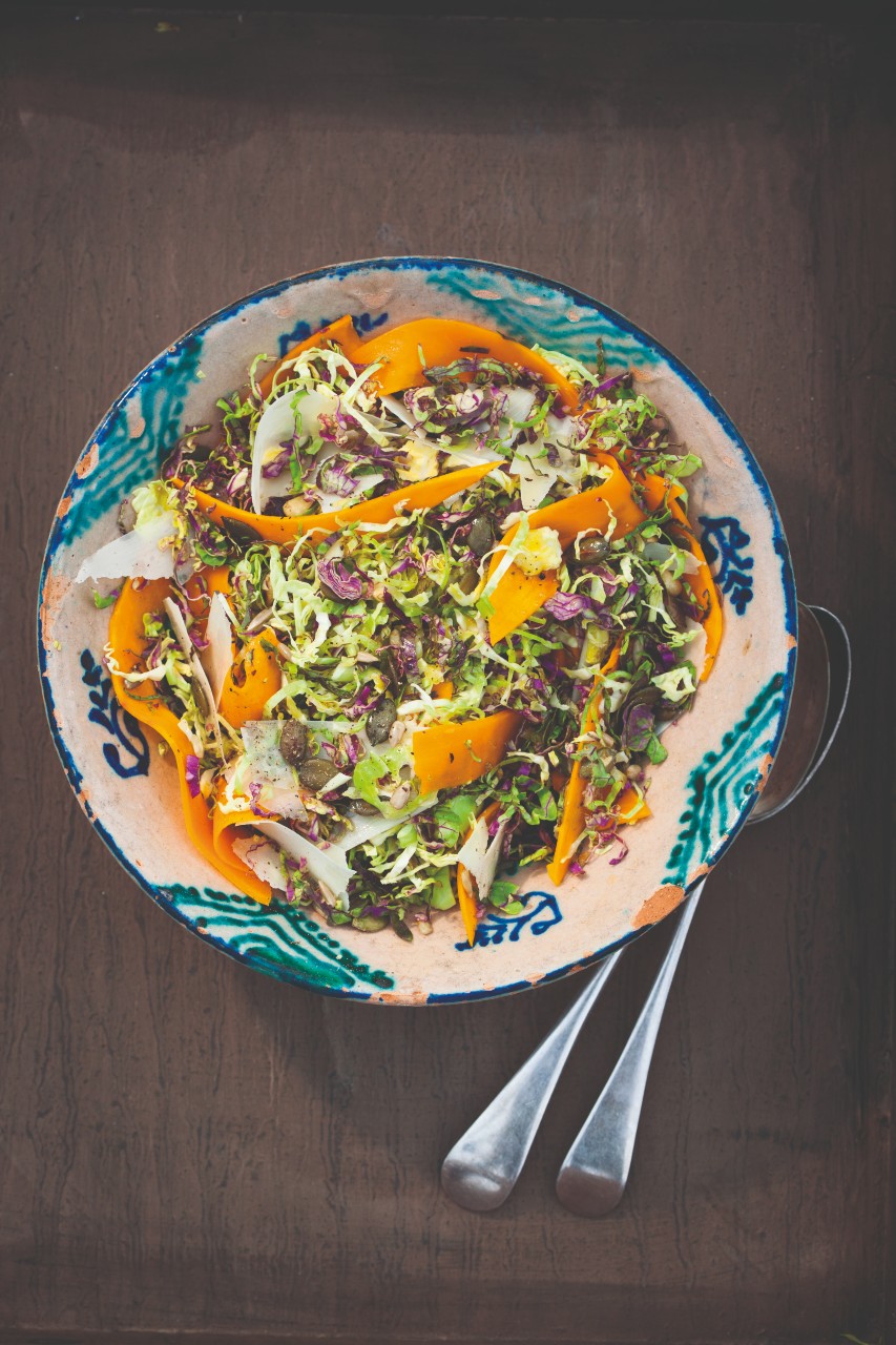 Kalette, squash and parmesan salad